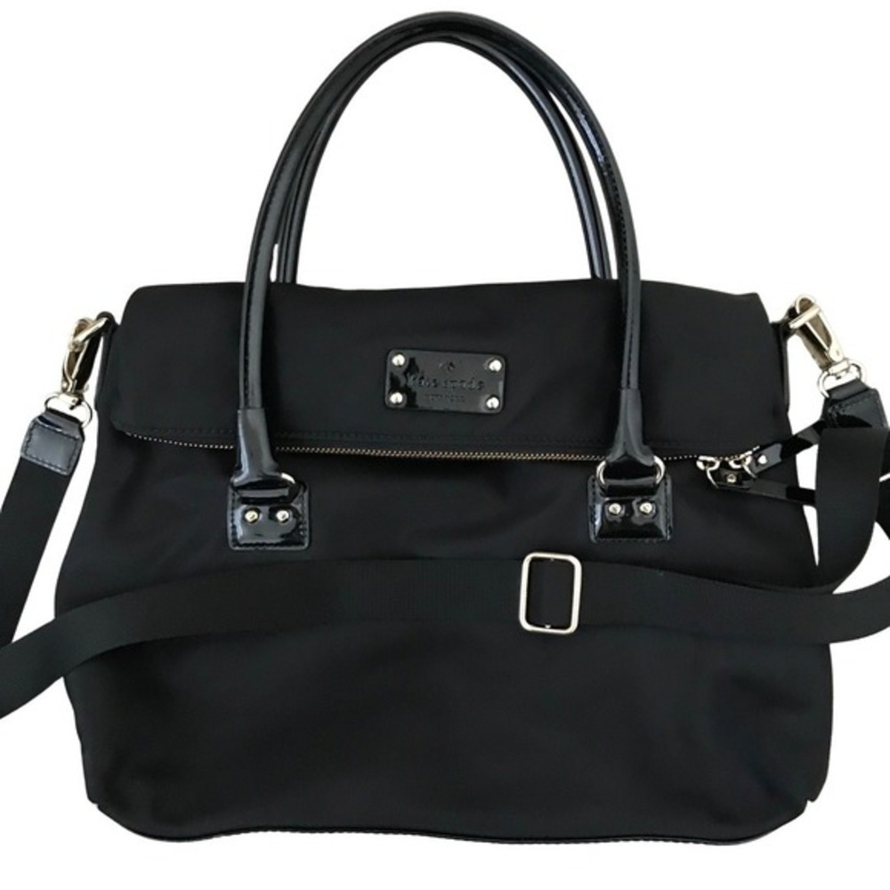 kate spade Black Nylon Satchel with Patent Trim